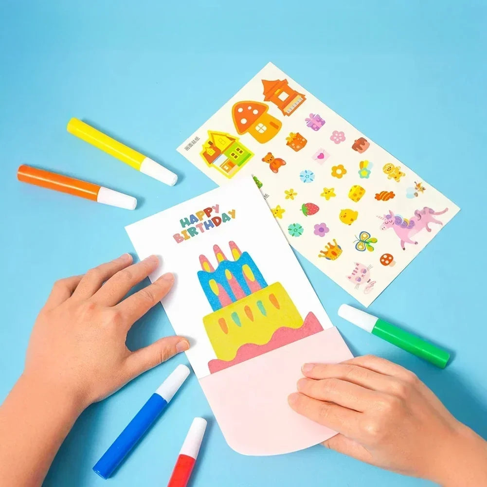 Kids Rainbow Scratch Art Kit with Squeeze Pens & Reveal Cards for Creative Screen-Free Play