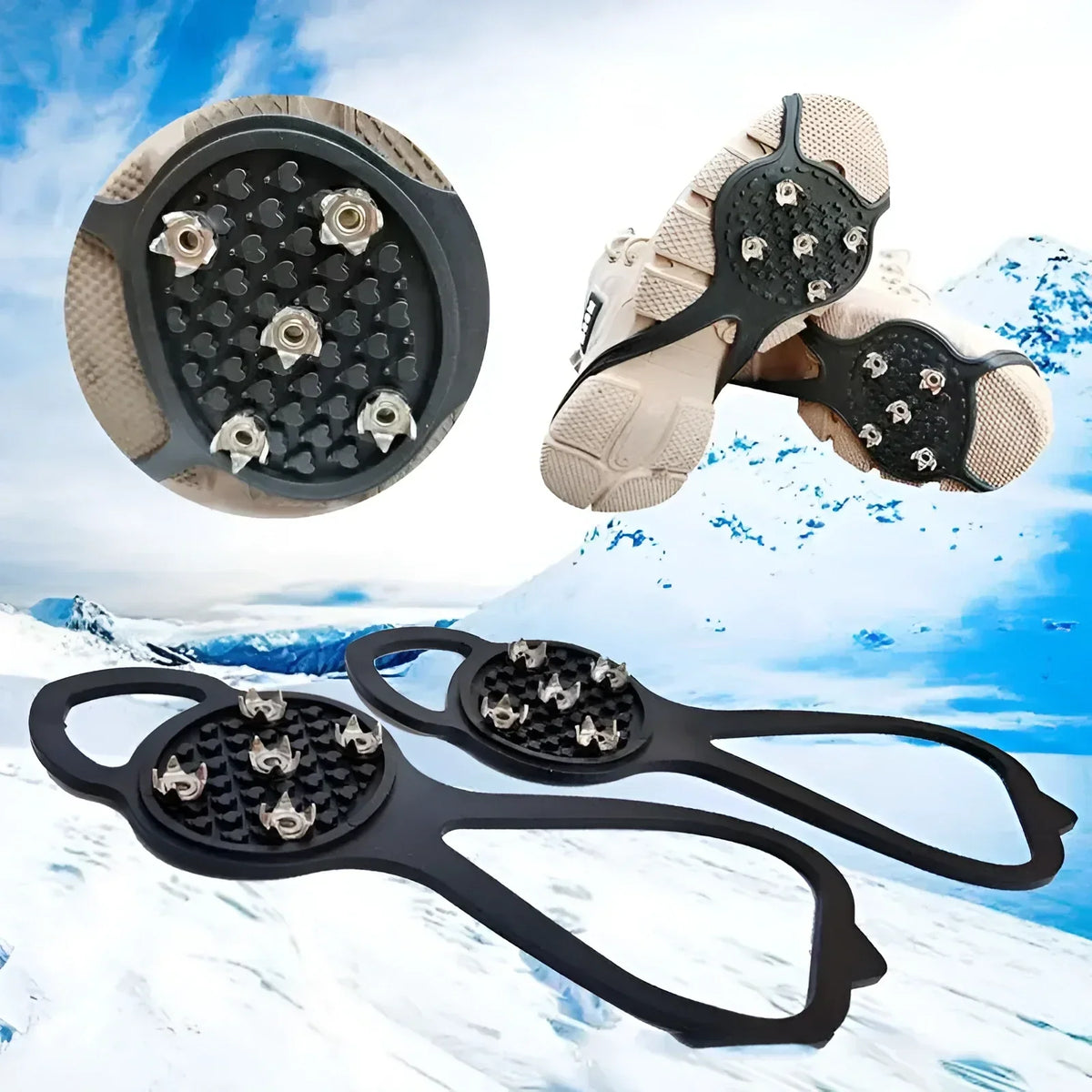 Traction Cleats for Winter Walking on Ice and Snow – Portable Over-Shoe Spikes for Adults and Kids – Lightweight Slip-On Grips