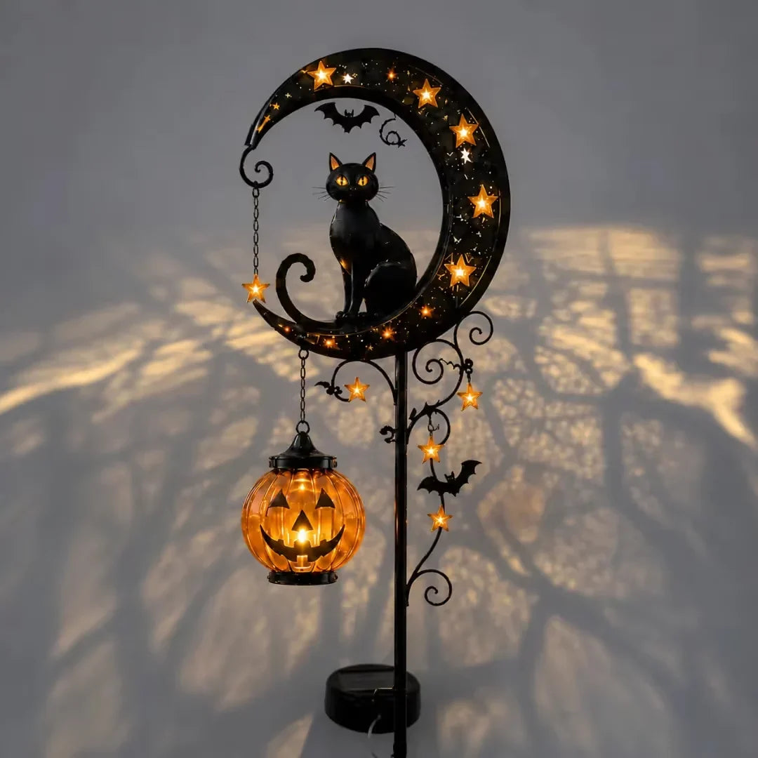 Pumpkin Moon Solar Garden Stake Light