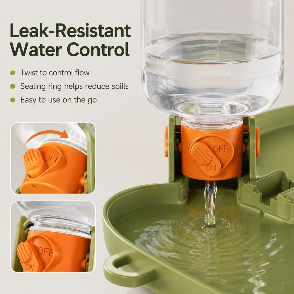2-in-1 Leak-Resistant Folding Pet Travel Bottle & Bowl