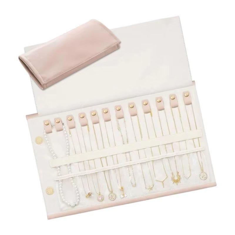 Leather Foldable Roll Up Jewelry Storage Bag