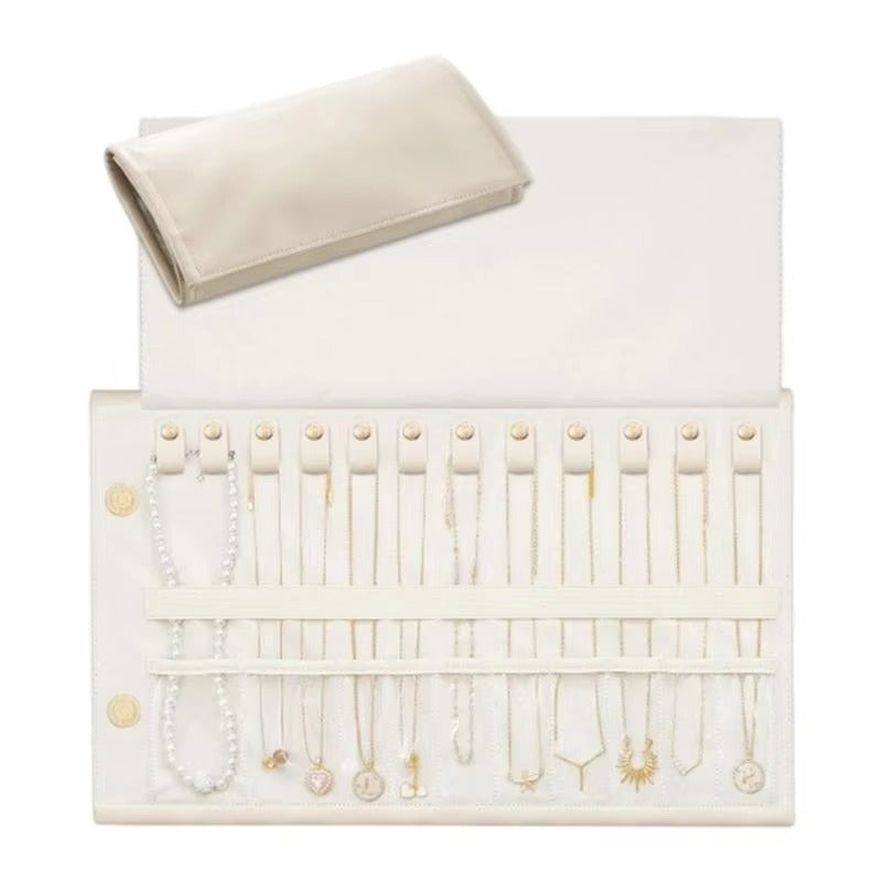 Leather Foldable Roll Up Jewelry Storage Bag