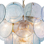 Layered Round Ceiling Fixture with Hand-Blown Sapphire Swirl Glass Discs for Dining Room & Entryway