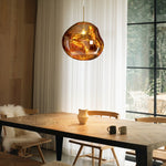 Reflective Globe Pendant Light with Molten Core Glow – Modern Acrylic LED Ceiling Lamp for Dining Room, Kitchen Island, Entryway – Warm