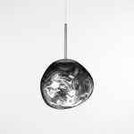 Reflective Globe Pendant Light with Molten Core Glow – Modern Acrylic LED Ceiling Lamp for Dining Room, Kitchen Island, Entryway – Warm