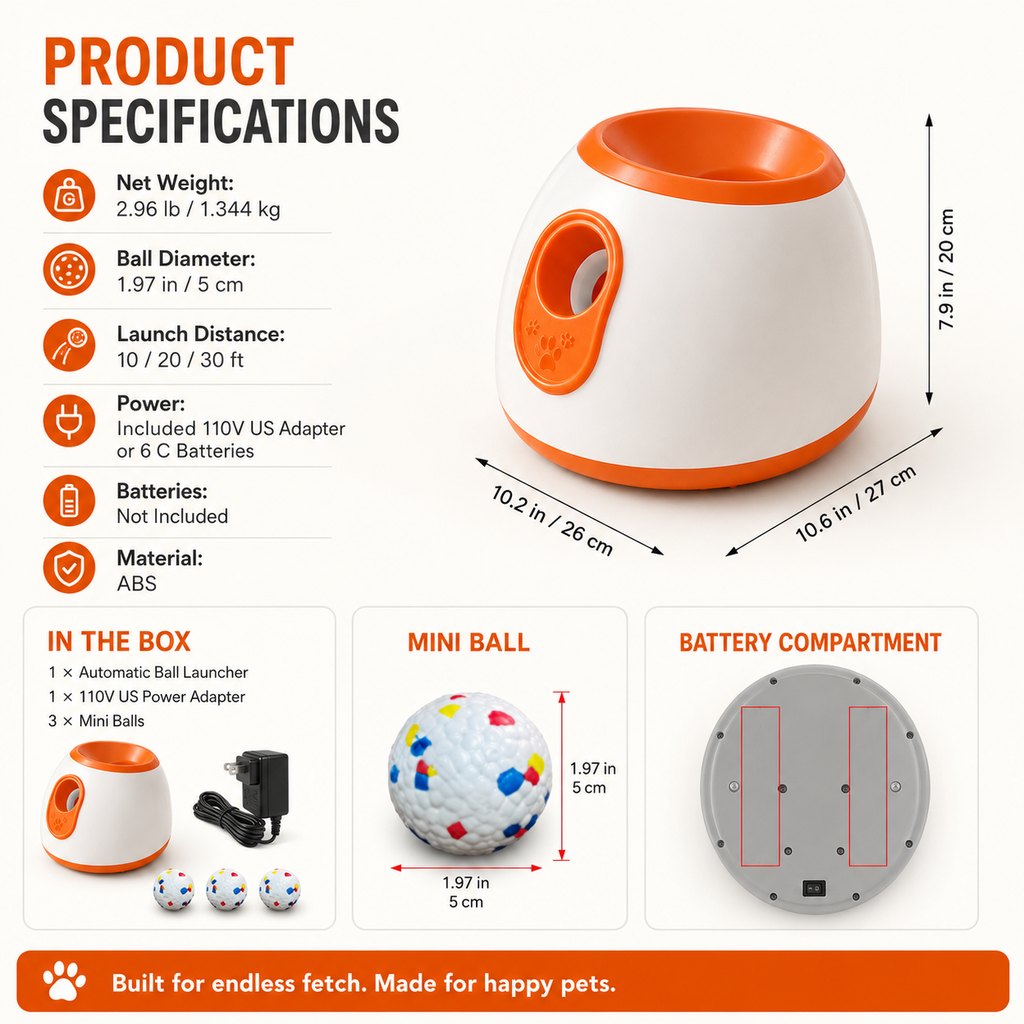 Dotisk Mini Automatic Dog Ball Launcher for Small Dogs - Less Manual Throwing for Indoor & Backyard Fetch