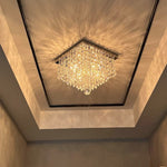 Crystal Flush Mount Ceiling Light 4-Light Chrome Finish for Hallway Bedroom Living Room Dining Room Kitchen Entry Contemporary Lighting