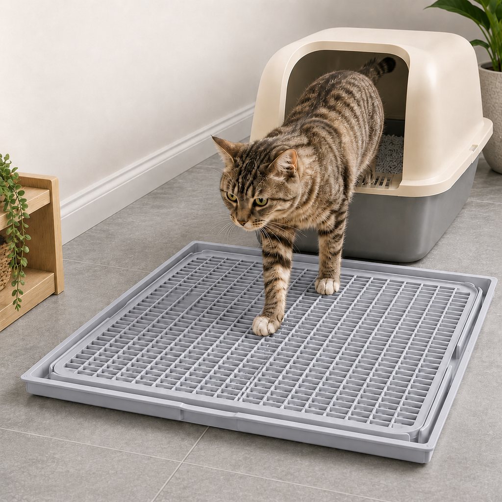 Dotisk Modular Cat Litter Mat for Litter Box Exits - Double-Layer Litter Trap for Cleaner Floors
