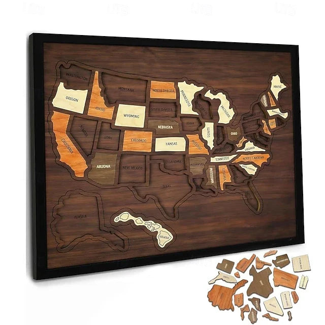 Wooden USA Travel Map Puzzle