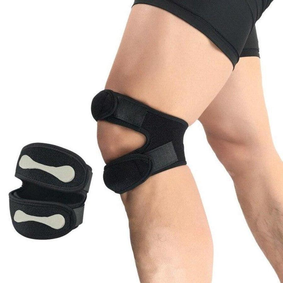 Dual-Strap Knee Support Brace with Silicone Pad for Stability | Adjustable Compression Wrap for Running, Jumper's Knee