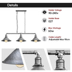 Triple Socket Industrial Overhead Fixture Metal 47 in × 40 in Rustic Red for Dining Kitchen Island Bar Restaurant Loft