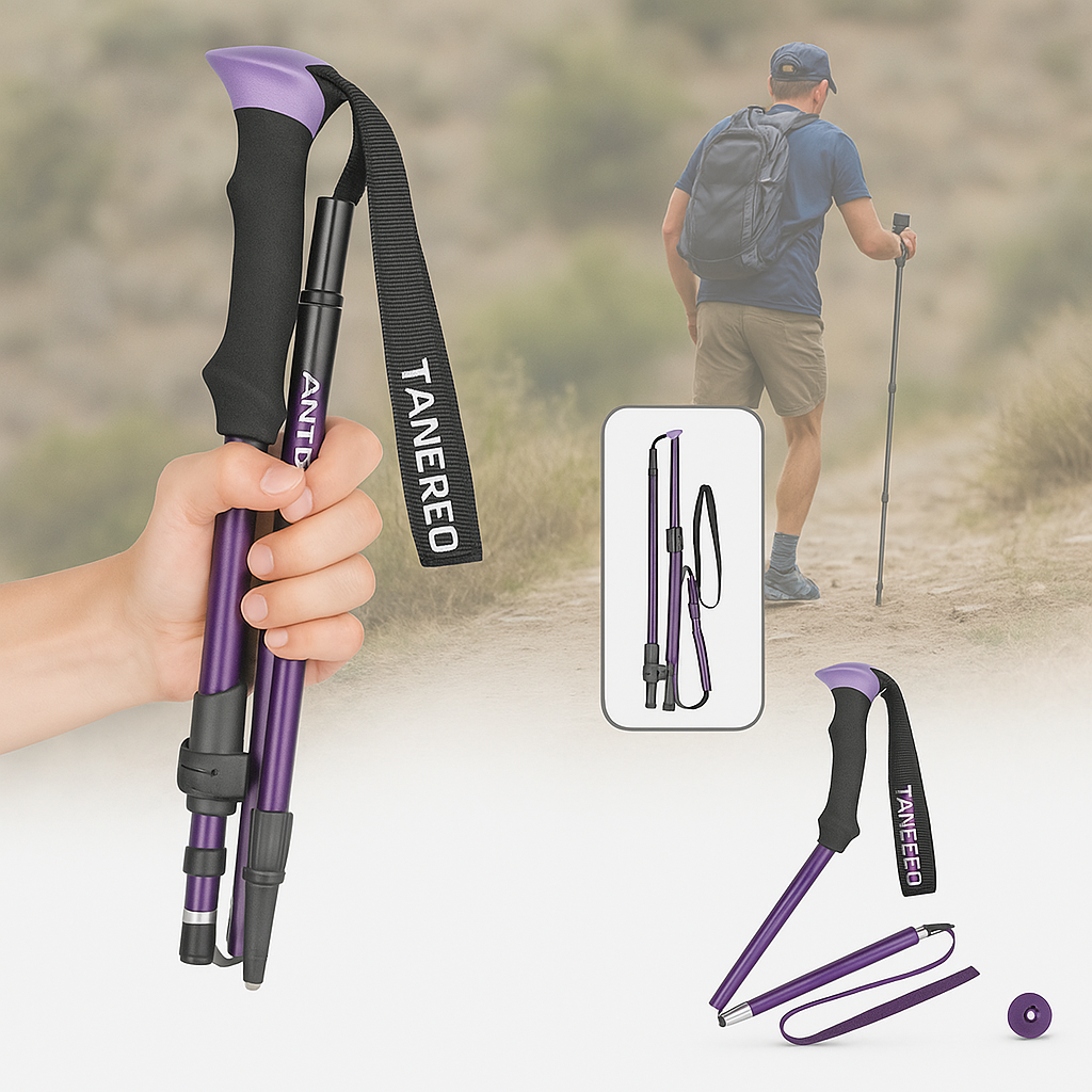 Telescoping Trail Poles for Hiking 43-53 in Collapsible Lightweight Alloy Support Sticks with Quick-Lock Mechanism for Mountain Trekking