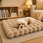 Dotisk Plush Cat Bed Mat for Indoor Naps - Non-Slip Washable Faux Fur Cushion for Cats & Small Dogs