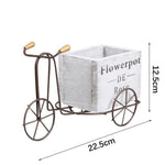 Wrought Iron Tricycle with Wooden Planter Stand