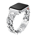 Stainless Steel Link Watch Strap with Crystal Accent Design – Adjustable Metal Bracelet for 38mm to 49mm Smart Watches