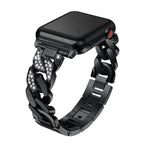 Stainless Steel Link Watch Strap with Crystal Accent Design – Adjustable Metal Bracelet for 38mm to 49mm Smart Watches