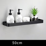 Floating Aluminum Storage Rack for Bathroom & Kitchen Organization | Space-Saving Wall Shelf with Towel Bar | Black Metal Organizer for Smal