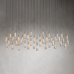 Cascading Raindrop Linear LED Chandelier – Textured Glass Orbs, Adjustable Height, Vaulted Ceiling Ready – 37 to 120 Inch Options