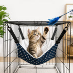 Dotisk Reversible Cat Cage Hammock with Adjustable Straps - Space-Saving Hanging Bed for Wire Crates