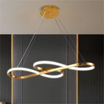Adjustable Ring Ceiling Light with Remote Dimmable LED 37 in Gold for Dining Room Kitchen Island Modern Hanging Fixture 3-Color Temperature