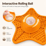 Dotisk Interactive Rolling Ball Slow Feeder Lick Mat for Dogs & Cats - Keeps Fast Eaters Busy During Meals, Grooming & Frozen Treat Time