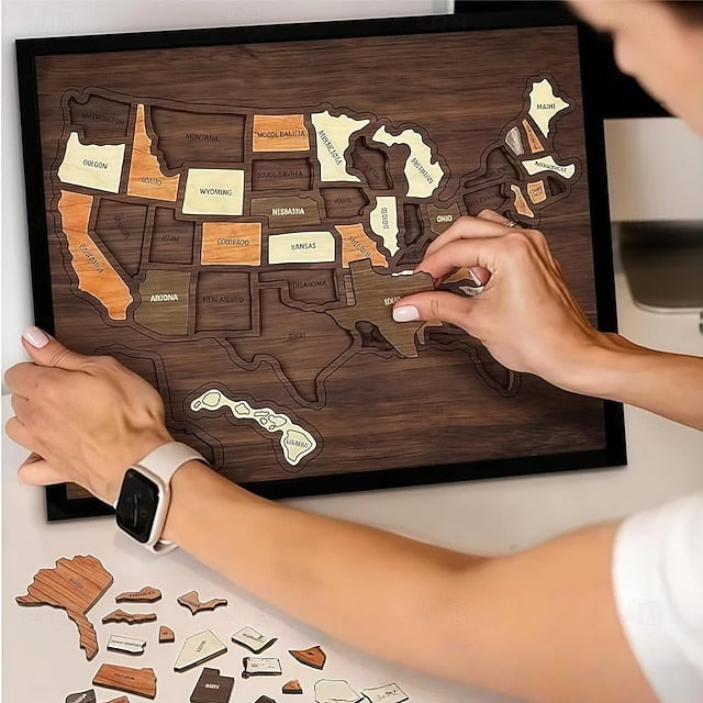 Wooden USA Travel Map Puzzle