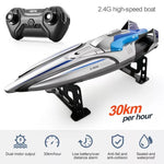 Remote Control Speed Boat 22 MPH Twin Motor Racing RC Boat with LED Lights 2.4GHz 328ft Range Water-Resistant High Speed RC Boat for Lakes