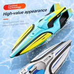 Remote Control Speed Boat 22 MPH Twin Motor Racing RC Boat with LED Lights 2.4GHz 328ft Range Water-Resistant High Speed RC Boat for Lakes