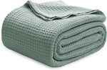 Pure Cotton Thermal Blanket – Queen 90×90 in – Textured Weave Layer for All Seasons – Lightweight & Breathable Throw for Bed or Sofa