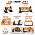 Dotisk Adjustable Elevated Stainless Steel Pet Bowls for Cats & Small Dogs - Tilted Feeding Station for Easier Mealtime & Less Floor Mess