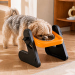 Dotisk Adjustable Elevated Stainless Steel Pet Bowls for Cats & Small Dogs - Tilted Feeding Station for Easier Mealtime & Less Floor Mess