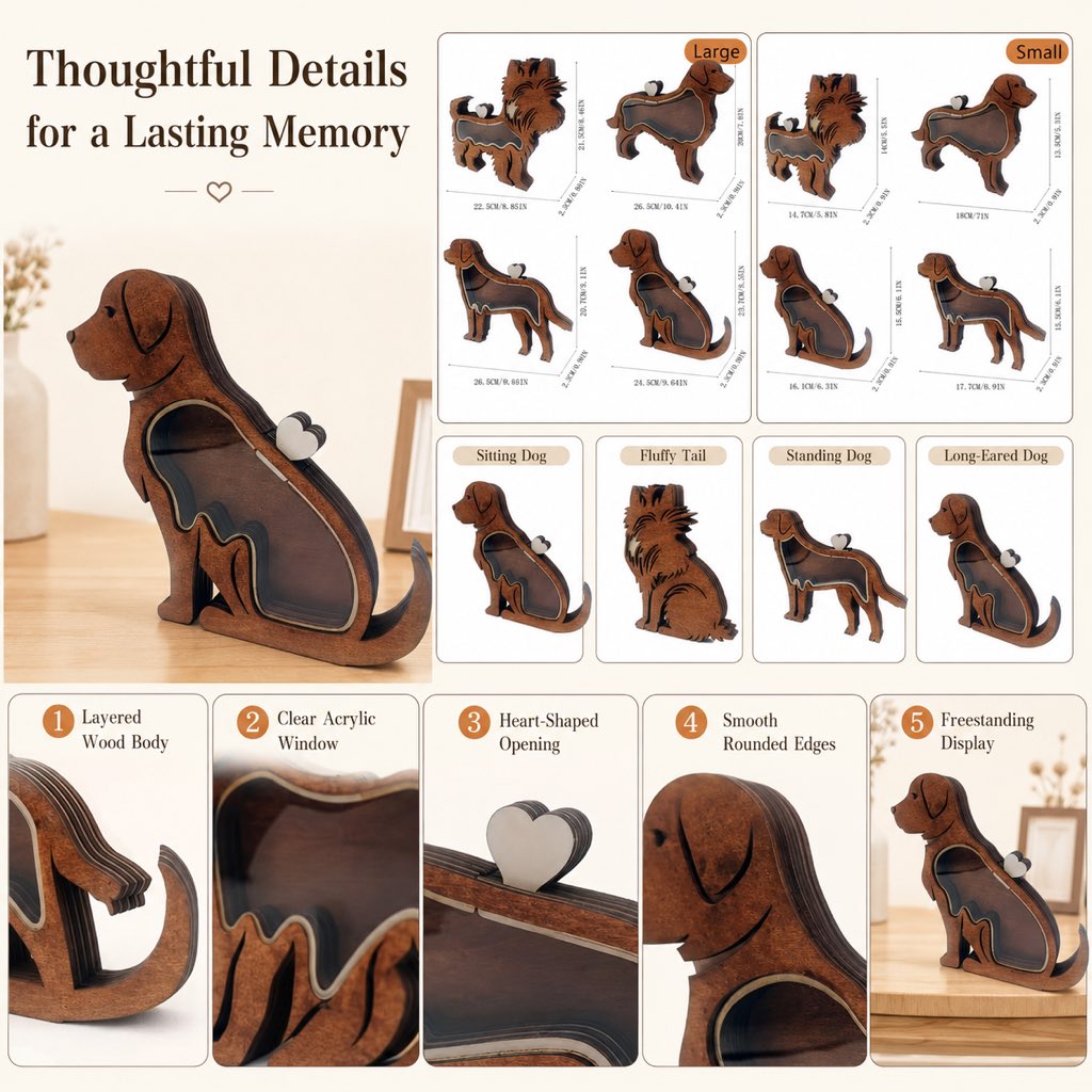 Dotisk Wooden Pet Fur Keepsake Box for Grooming Memories & Pet Loss - Display Their Fur Instead of Hiding It Away