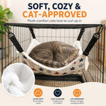 Dotisk Reversible Cat Cage Hammock with Adjustable Straps - Space-Saving Hanging Bed for Wire Crates