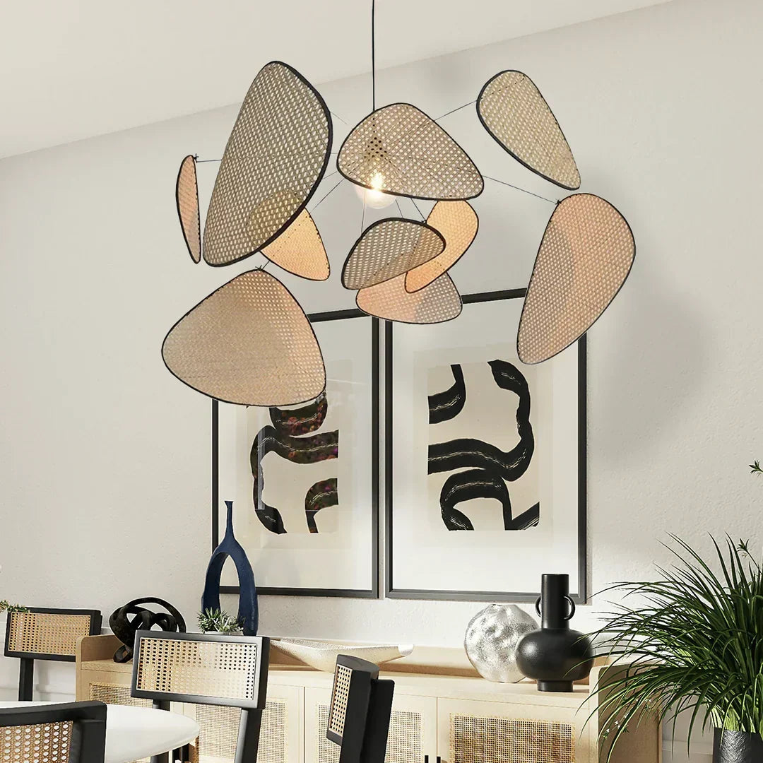 Woven Rattan Hanging Lamp 47 in Oval Natural Fiber Ceiling Fixture E27 Socket Adjustable Cord Dining Room Bedroom Boho Scandinavian Japandi