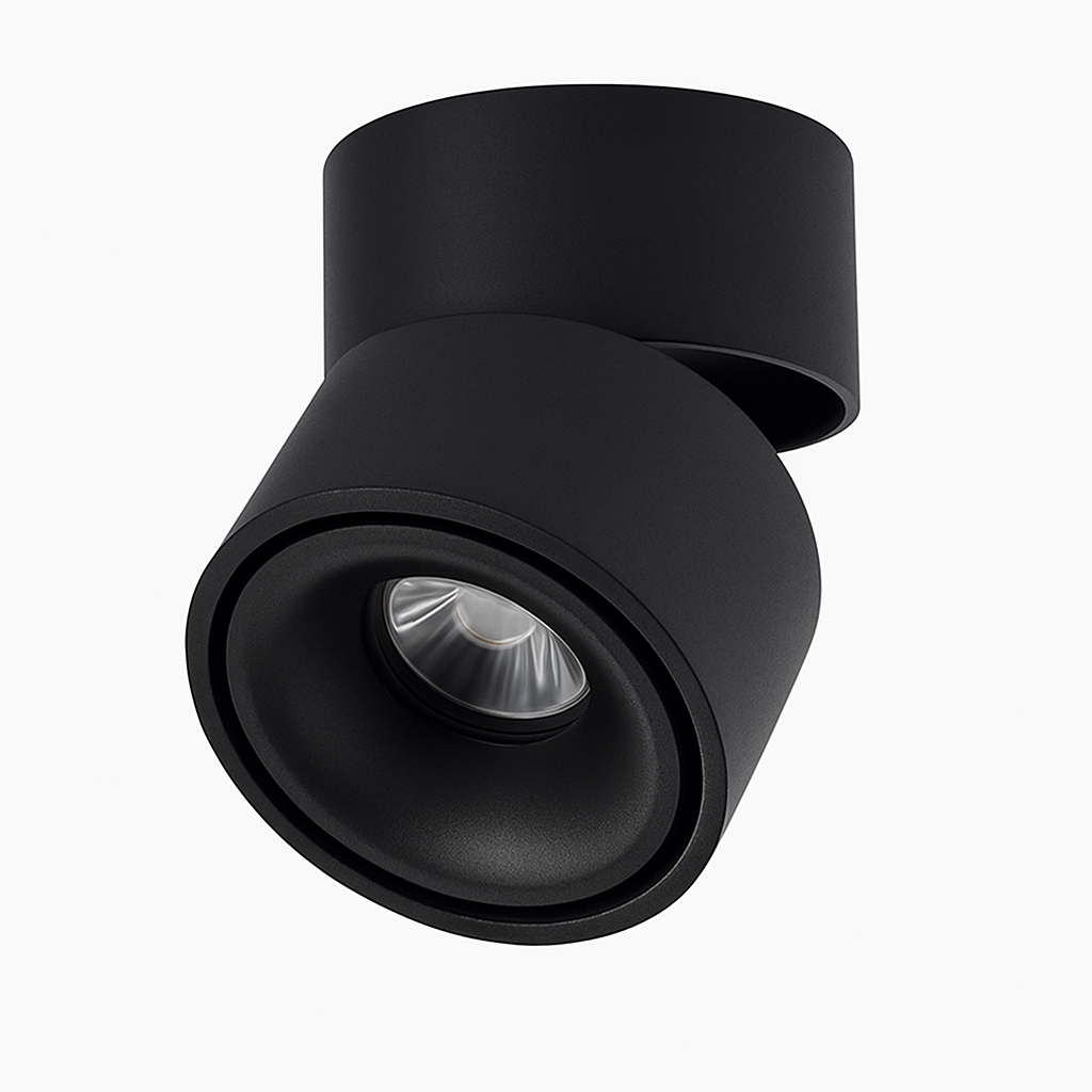 Adjustable LED Ceiling Spot Light Round Surface Mount Fixture – Dimmable, Frosted Finish, Multi-Room Use