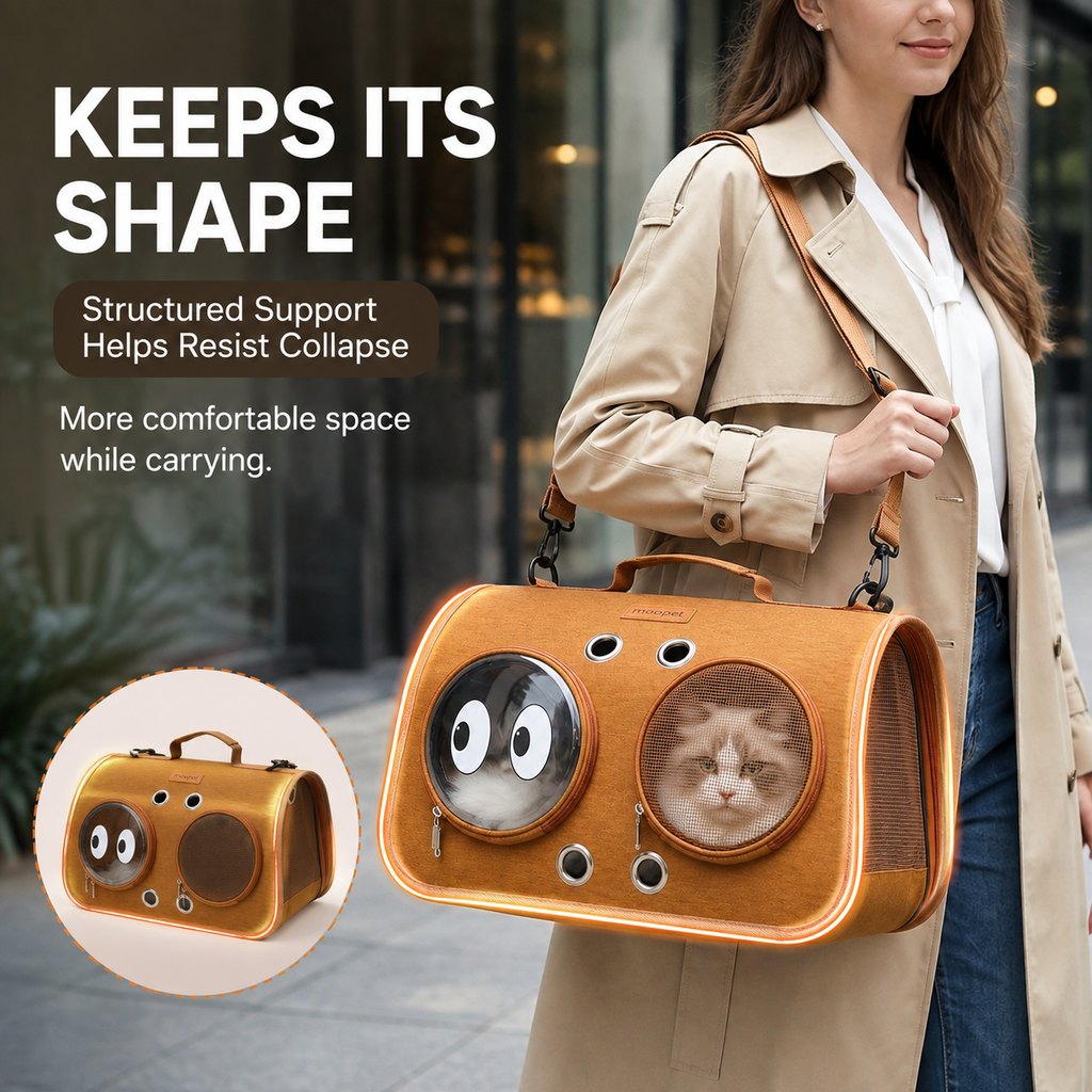 Dotisk Breathable Cat Travel Carrier for Road Trips & Vet Visits - Structured Foldable Soft-Sided Pet Bag