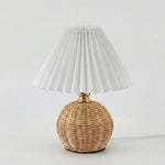 Boho Rattan Pleated Cone Table Lamp