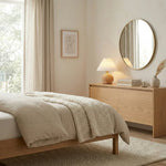 Boho Rattan Pleated Cone Table Lamp