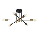 Semi-Flush Sputnik Ceiling Light with Adjustable Multi-Arm Design in Black Metal – Modern Ambient Fixture for Living Rooms, Dining Areas, Be