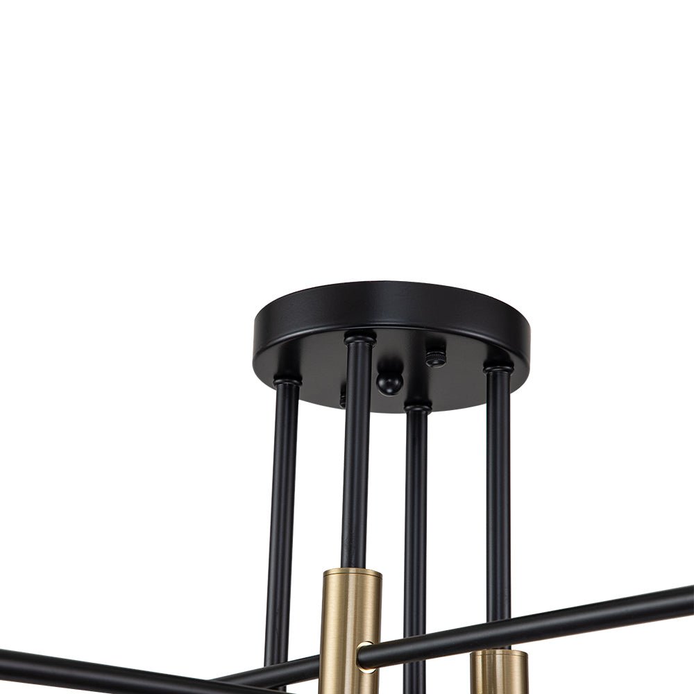 Semi-Flush Sputnik Ceiling Light with Adjustable Multi-Arm Design in Black Metal – Modern Ambient Fixture for Living Rooms, Dining Areas, Be