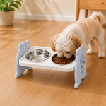Dotisk Adjustable Elevated Stainless Steel Pet Bowls for Cats & Small Dogs - Tilted Feeding Station for Easier Mealtime & Less Floor Mess