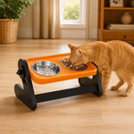 Dotisk Adjustable Elevated Stainless Steel Pet Bowls for Cats & Small Dogs - Tilted Feeding Station for Easier Mealtime & Less Floor Mess