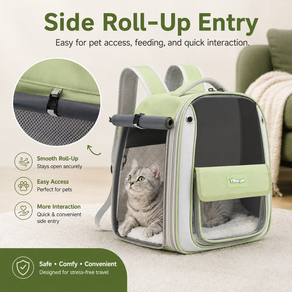 Dotisk Transparent Cat Backpack Carrier for Travel & Vet Visits - Breathable, Roomy Pet Backpack for More Comfortable Trips
