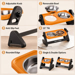 Dotisk Adjustable Elevated Stainless Steel Pet Bowls for Cats & Small Dogs - Tilted Feeding Station for Easier Mealtime & Less Floor Mess