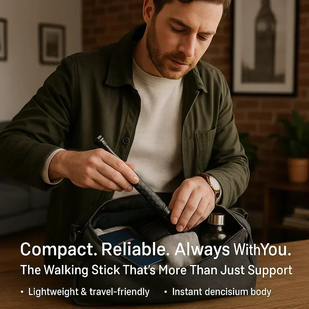 Telescopic Support Cane with Quick-Deploy Mechanism & Textured Grip for Stability, Hiking & Personal Security