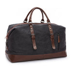 Canvas & Leather Weekend Duffel Travel Bag with Shoulder Strap for Overnight Trips, Gym & Carry-On
