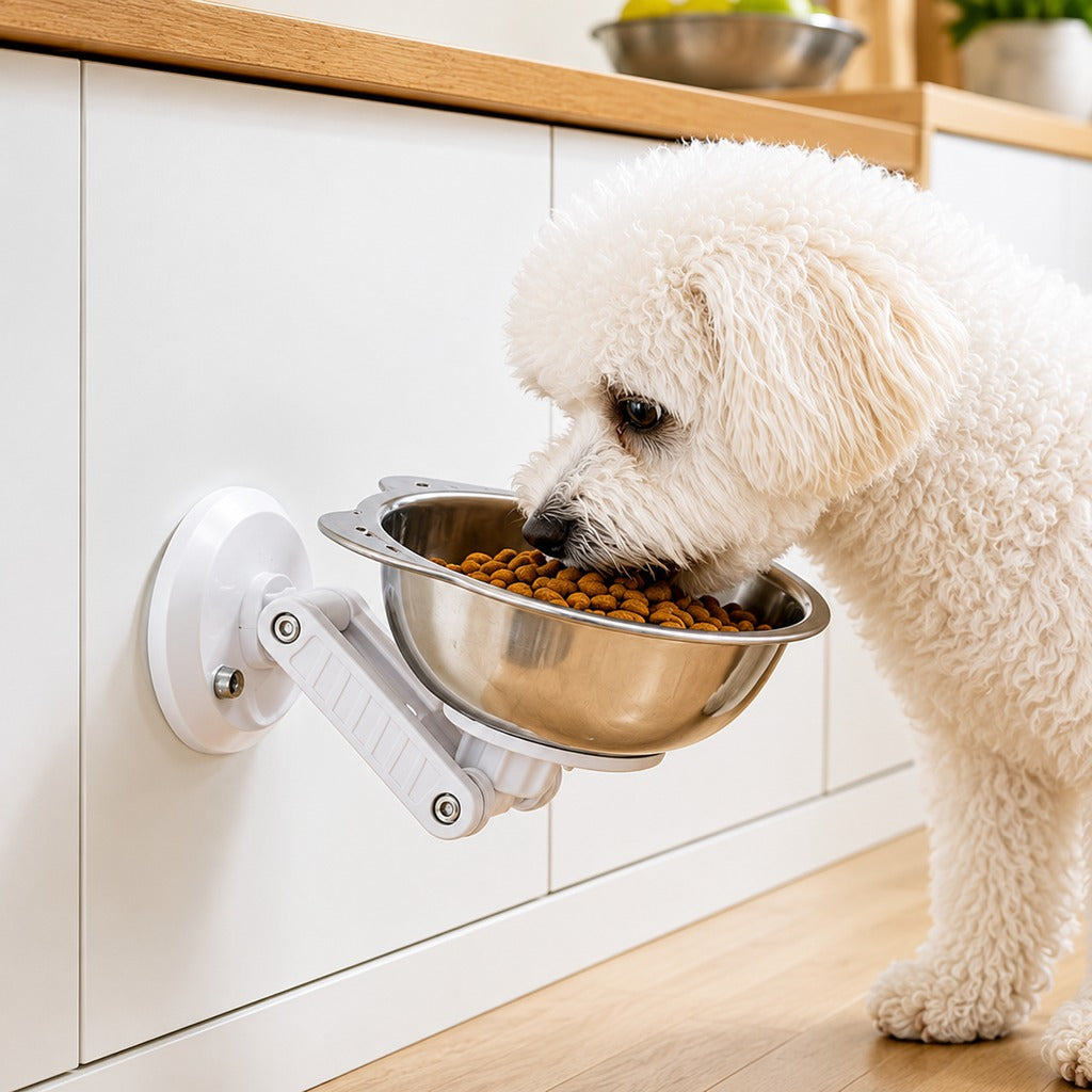 Dotisk No-Drill Wall-Mounted Pet Bowl for Small Dogs & Cats - Elevated Feeding for Cleaner Floors
