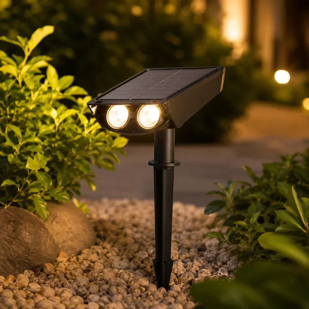 Outdoor Solar Garden Spotlight with Adjustable Beam – Rechargeable Stake Light for Yard, Walkway & Patio Lighting