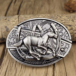 Oval Bull Skull Belt Buckle with Hidden Knife
