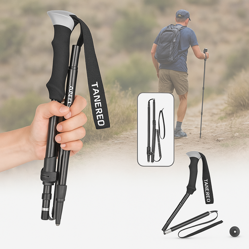 Telescoping Trail Poles for Hiking 43-53 in Collapsible Lightweight Alloy Support Sticks with Quick-Lock Mechanism for Mountain Trekking